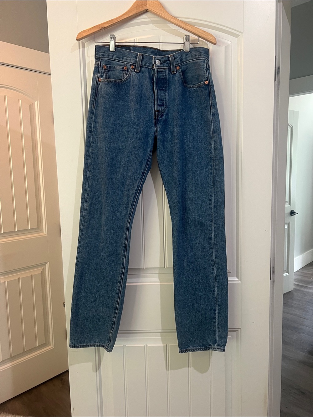 Levi's Straight-Leg Jeans in Medium Blue Denim